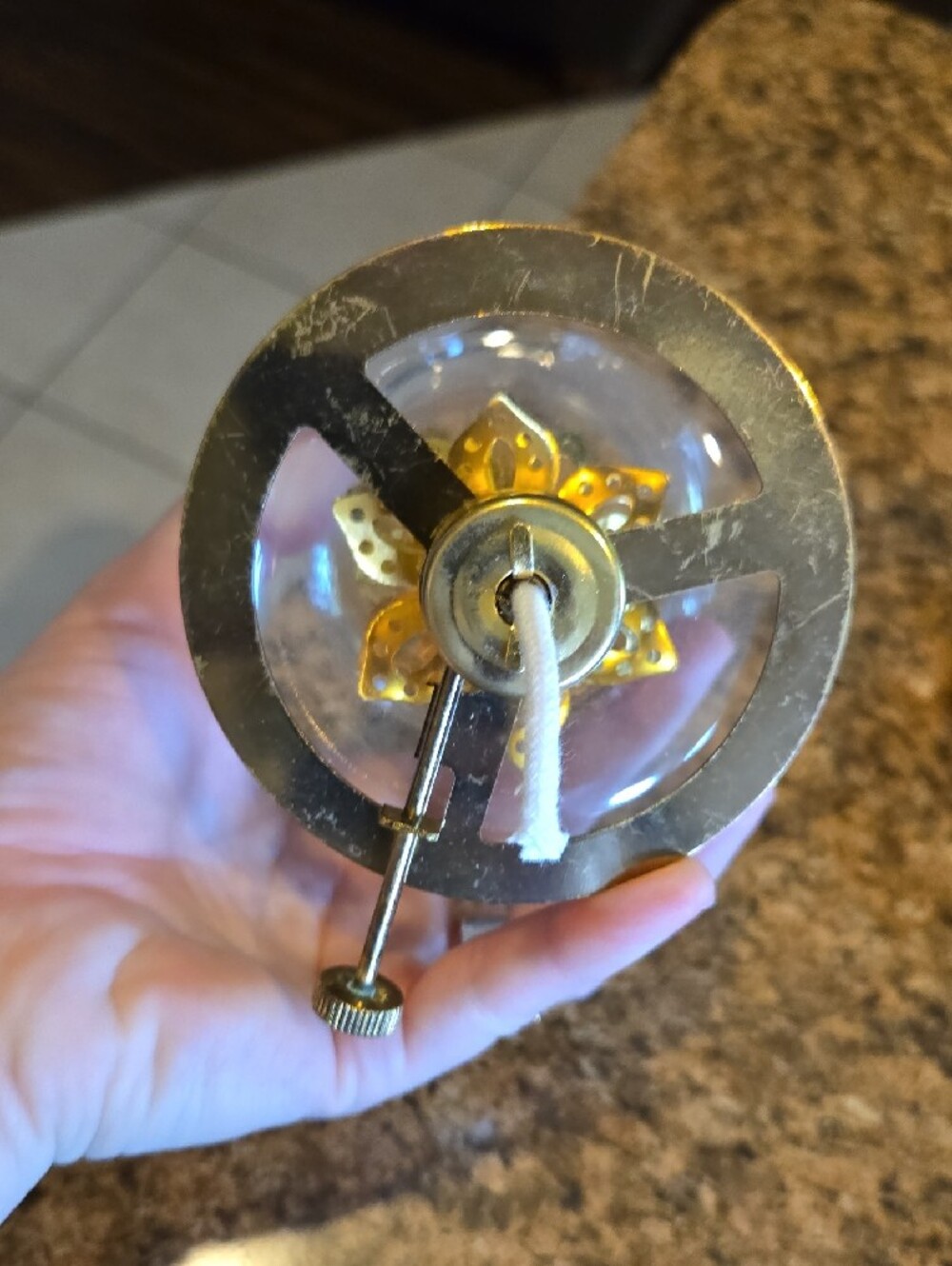 Source Unknown Amber Glass Lantern with Gold Floral Accent - Picture 9 of 9